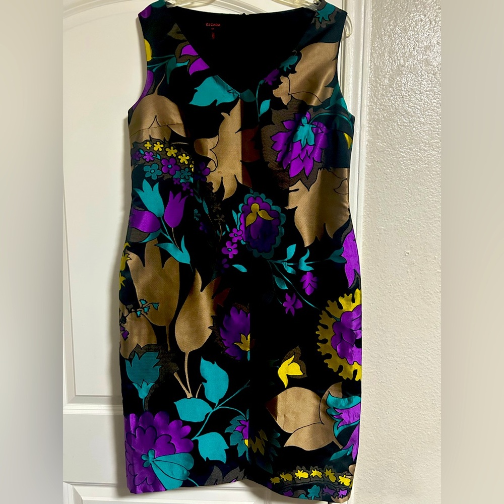 Escada Blue and Purple Sheath Mini Dress Cocktail